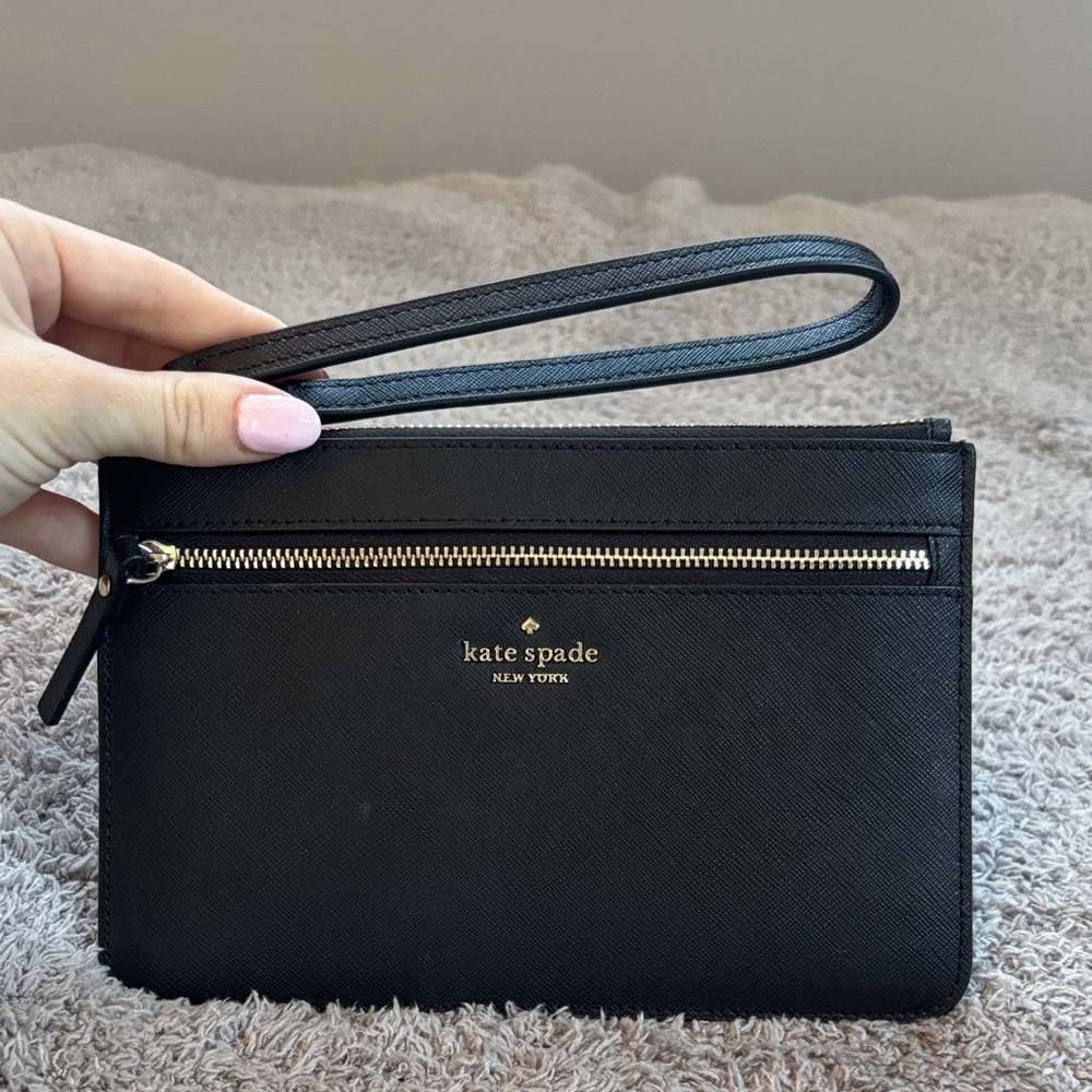 Kate Spade Black Clutch with Gold Zipper